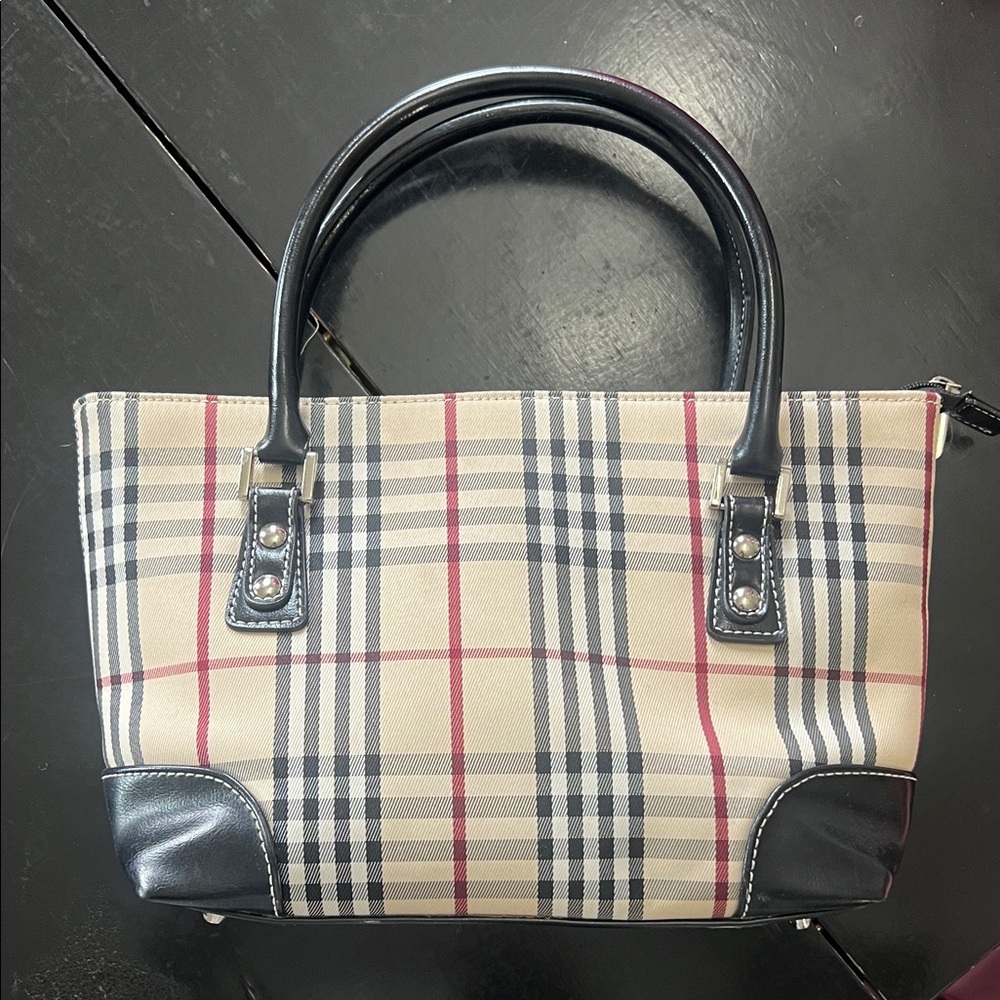 Classic Plaid Tote Bag in Beige and Black
